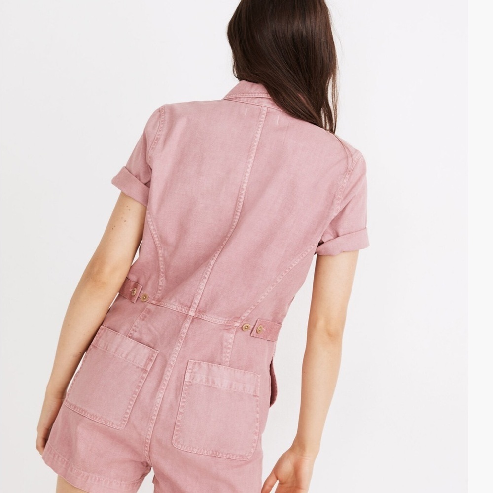 Madewell Women’s Light Bubblegum Pink Dusty Rose Garment-Dyed Coverall Romper S - Picture 3 of 12
